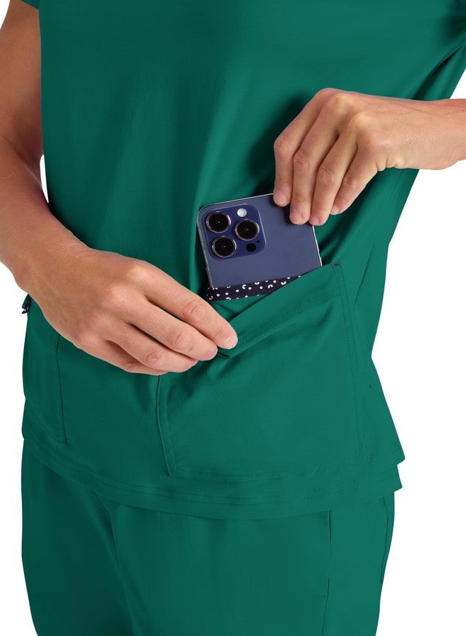 KOI Basics Becca Women's 4-Pocket Stretch Scrub Top Hunter Small - Image 4